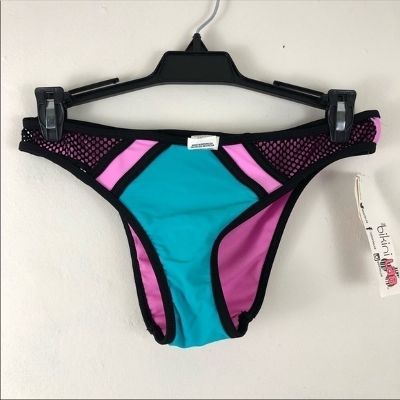 Bikini Lab Pink Geometric Hipster Bikini Bottom S - Picture 3 of 8